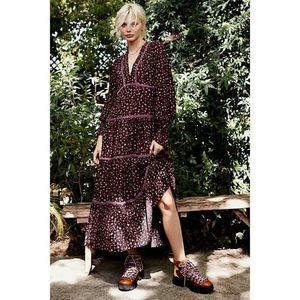 NWT FREE PEOPLE WHAT A FEELING TAKE A LITTLE TIME MIDI MAXI DRESS BLACK